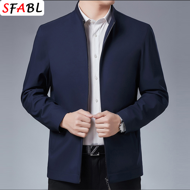 Solid Quality Men's Jacket Business Casual Luxury Blazer for Men Zipper Jacket Office Dress Coat Spring Autumn New Outerwear 3XL