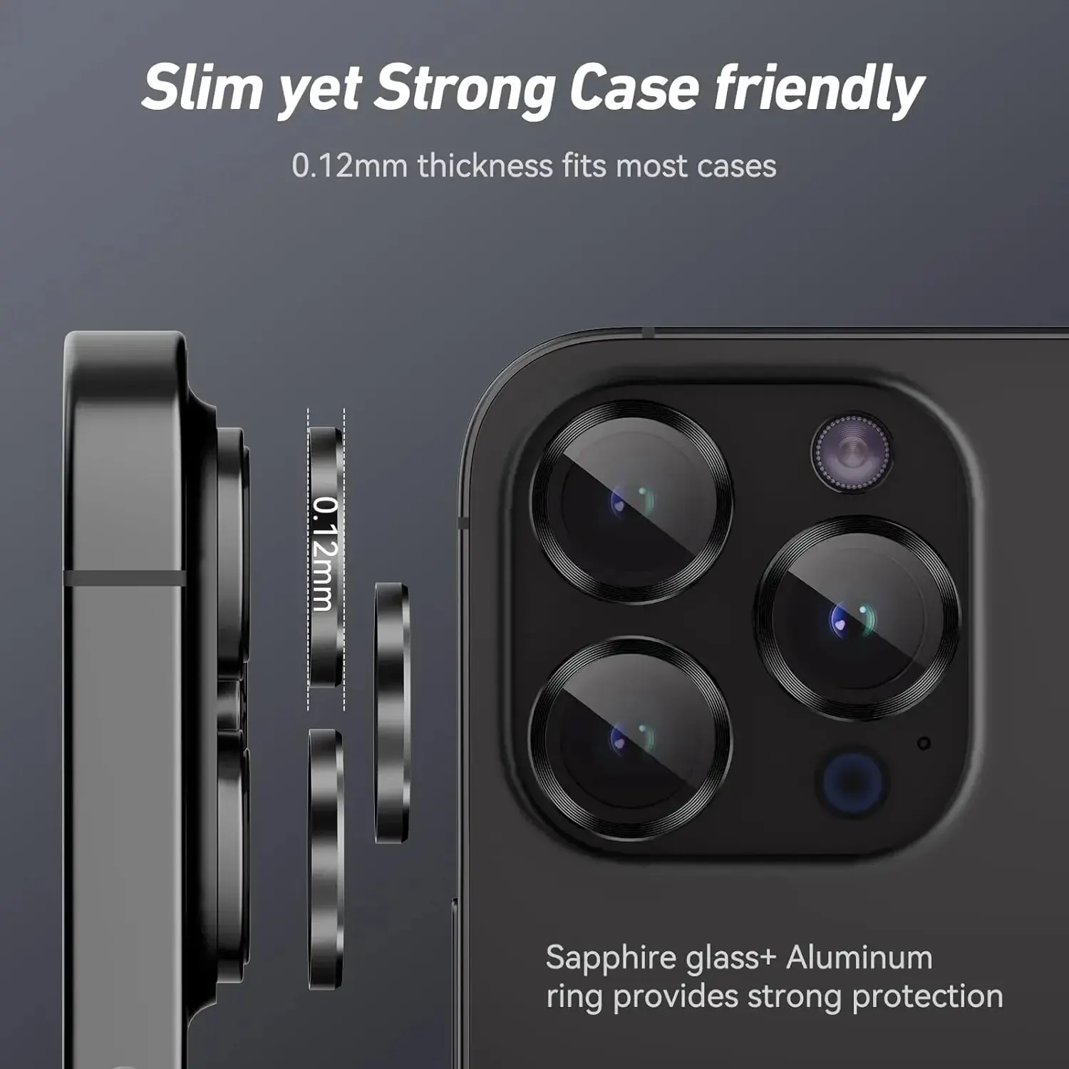 3-2 ชิ้นแหวนโลหะกล้องเลนส์ป้องกันสำหรับ iPhone 12/13/14/15 โปรแม็กซ์ 13 มินิ 15 โปรแม็กซ์ -เลนส์กระจกป้องกัน