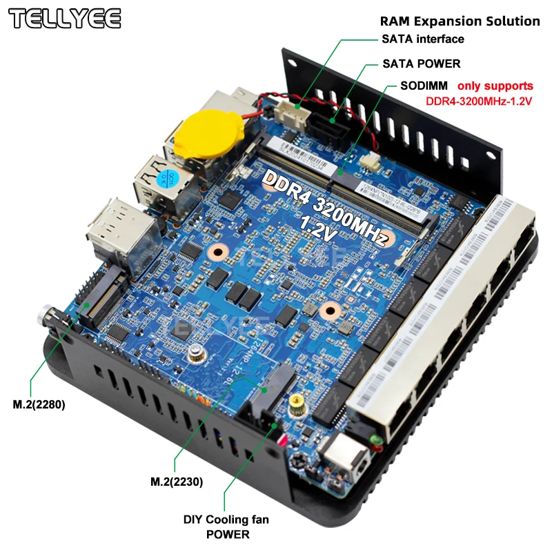 Intel N100 Soft Router 6 Lans i226-V 2.5G Fanless Mini PC COM HD DP USB Type-C pfSense Firewall Appliance OPNsense ESXi Computer