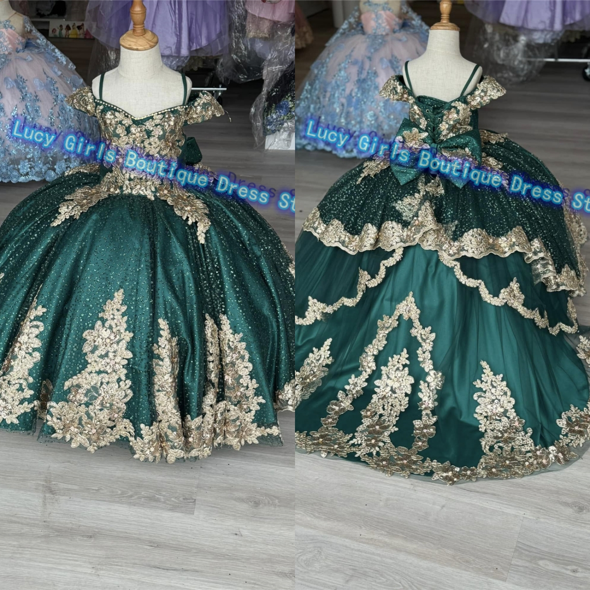 Luxe pluizige bloem meisjesjurk gouden applique afdrukken voor bruiloft baljurken kleine meisjes verjaardagsfeestje avondjurken