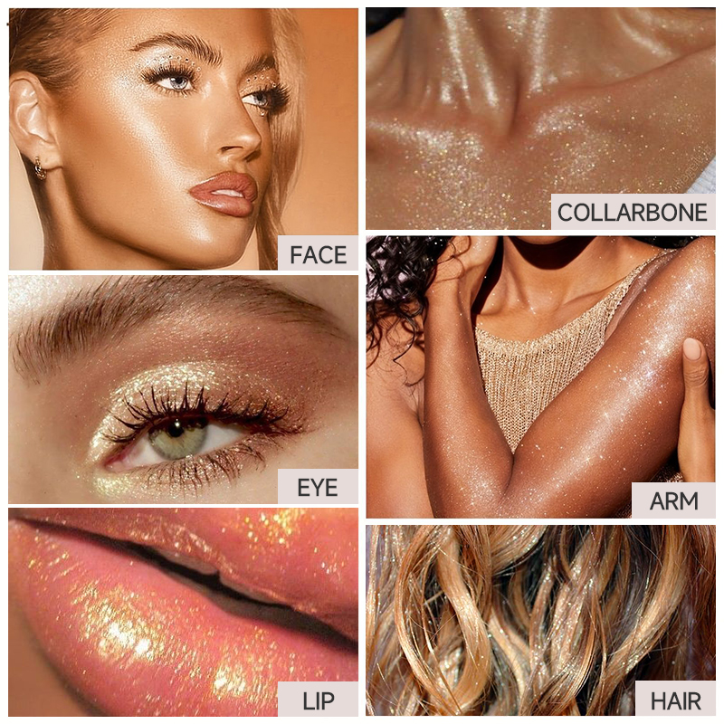 Diamond Highlighter Powder Waterproof High Gloss Glitter Body Bronzer Highlight Powder Face Contour Illuminator Makeup