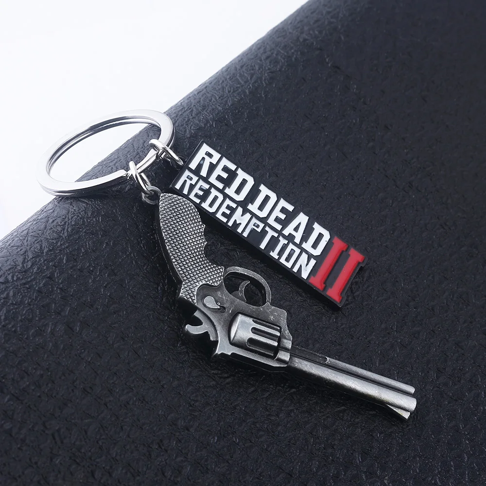 게임 RDR2 아서 모건 리볼버 키링 레드 데드 리뎀션 2 키체인 펜던트 팬 선물 코스프레 남녀 백팩 장신구