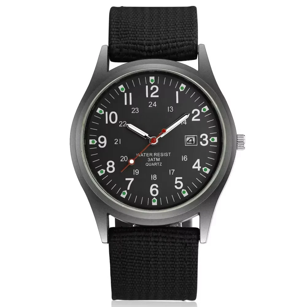 Relojes para hombre, reloj con manecillas luminosas, reloj de pulsera de cuarzo con fecha deportiva militar de lujo, reloj informal de nailon para hombre, reloj Masculino