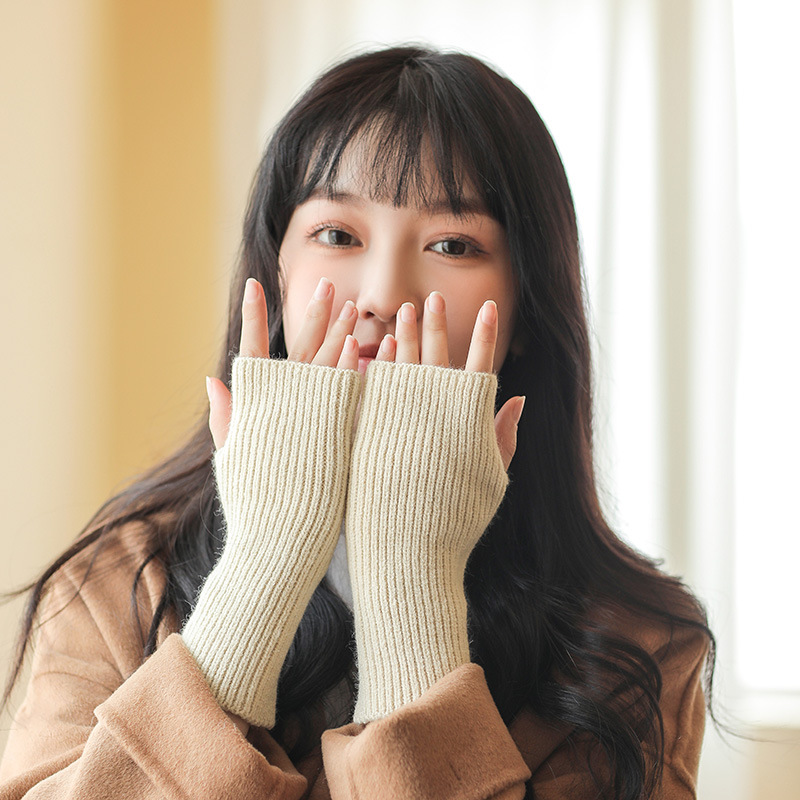 y2k 女性アームウォーマー日本原宿無地袖ゴスニット指なし手袋手首袖女の子アニメ手袋