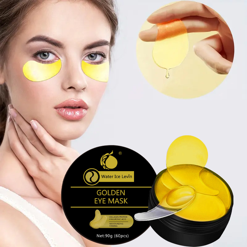 Golden Eye Mask Contains Collagen and Aloe Vera - Hypoallergenic Moisturizing Patch Suitable for All Skin Types, Increases Brightness and Elasticity, Reduces Dullness