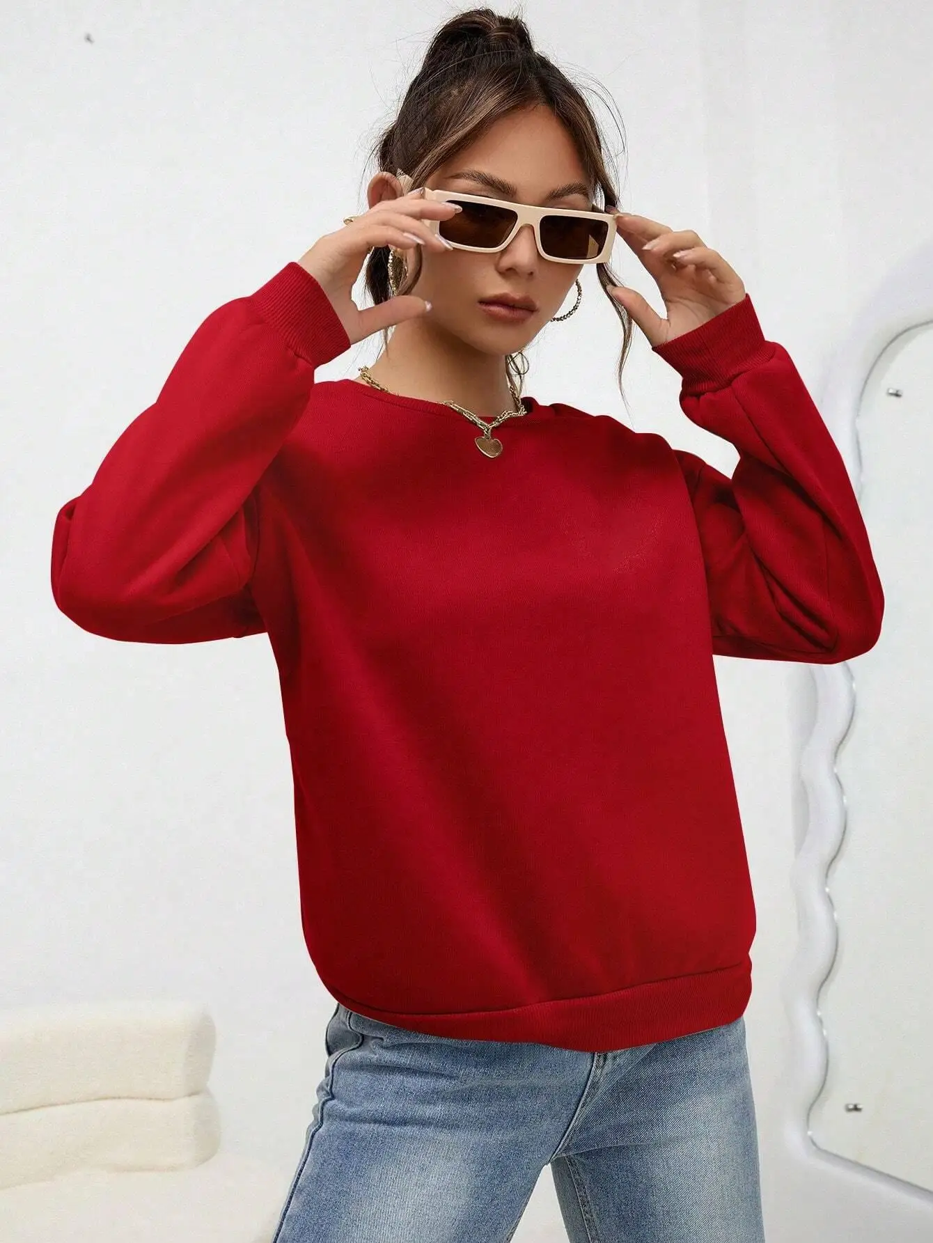 Sudadera con capucha Multicolor para mujer, ropa cómoda informal, sudadera holgada de moda, jerséis de cuello redondo para mujer, Color sólido, otoño