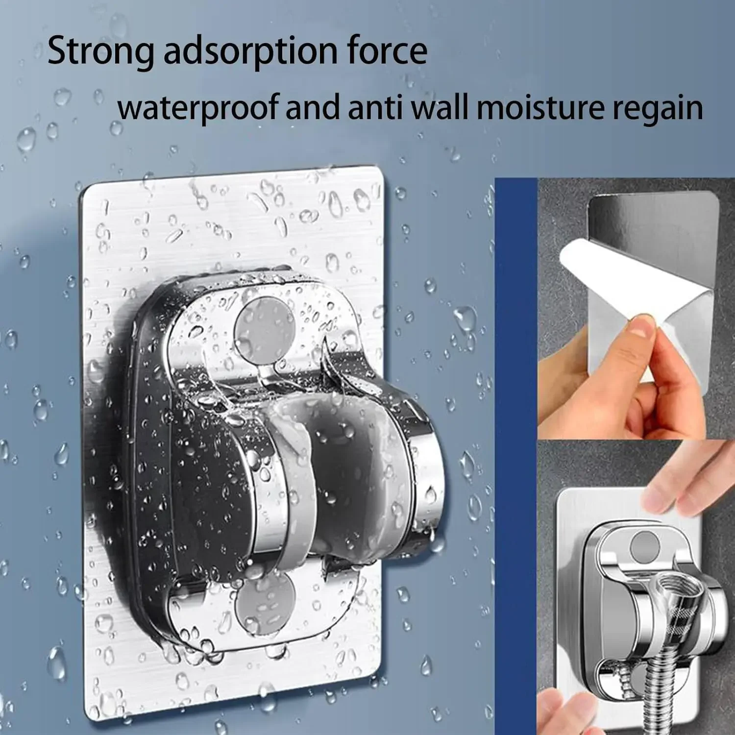 Soporte para cabezal de ducha adhesivo fuerte, montaje en pared, ABS, impermeable, ajustable, Base de fácil instalación, 1 ud.