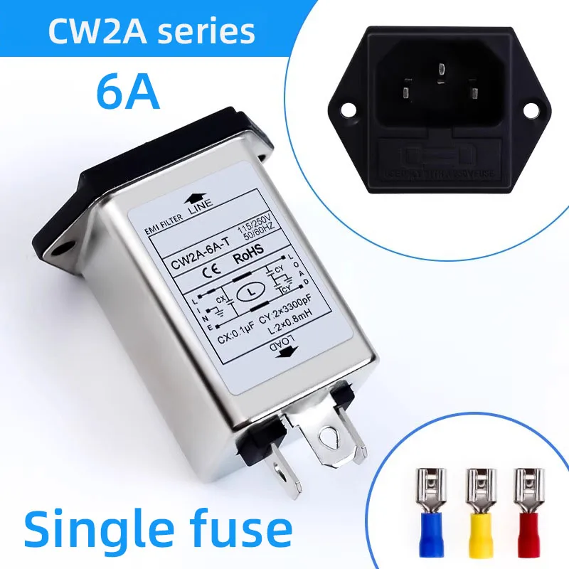 Filtro EMI de seguro simple/doble CW2A-3/6/10A-T enchufe EMI filtro de potencia purificador de energía de Audio vehículo antiinterferencias