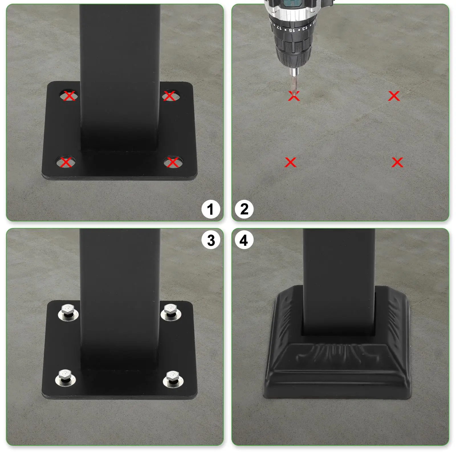 for outdoor Wrought Iron Handrails for 1-3 Steps, Easy Install Kit, Black Transitional Design