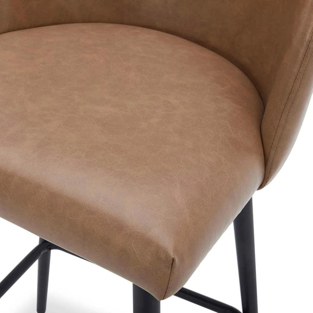 Counter Height Bar Stools Set of 3, 360° Swivel Upholstered Barstools with Backs and Metal Legs, 26" H Seat