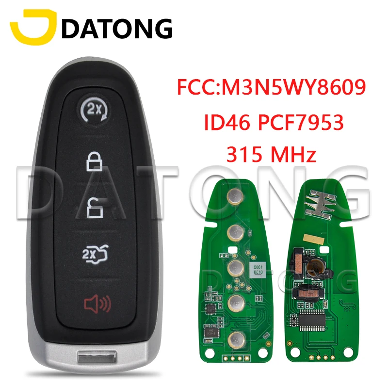 Llave remota de coche Datong World compatible con Ford Explorer Edge Flex c-max Taurus ID46 PCF7953 M3N5WY8609 reemplazo de Control inteligente de 315Mhz