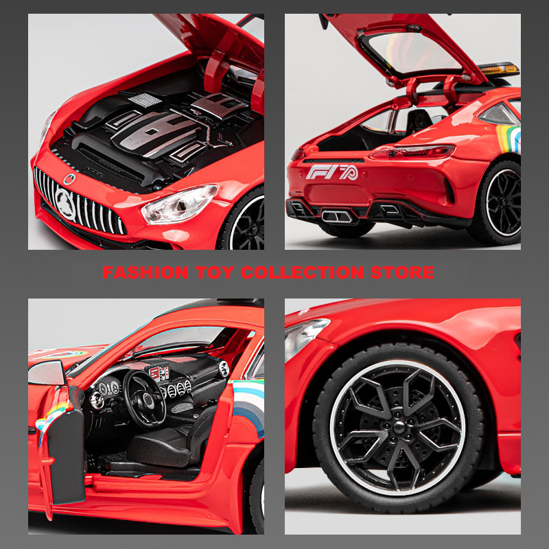 1:24 bens gtr segurança liga modelo de carro diecasts brinquedo com som e luz veículos decoração brinquedos para crianças presente