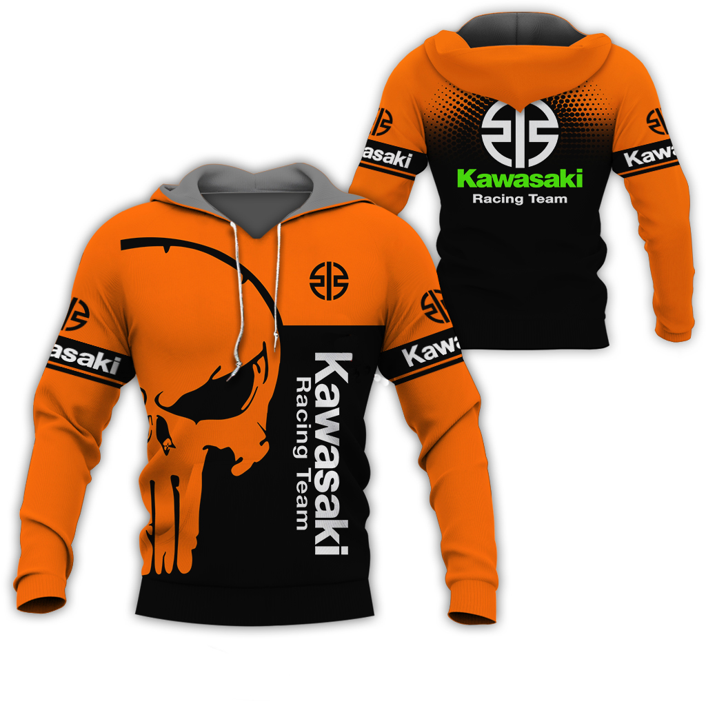 Primavera e autunno Nuova stampa 3D Kawasaki Ninja Motocicletta Equitazione Off-Road Pullover Sport estremi Avventura Felpa con cappuccio unisex