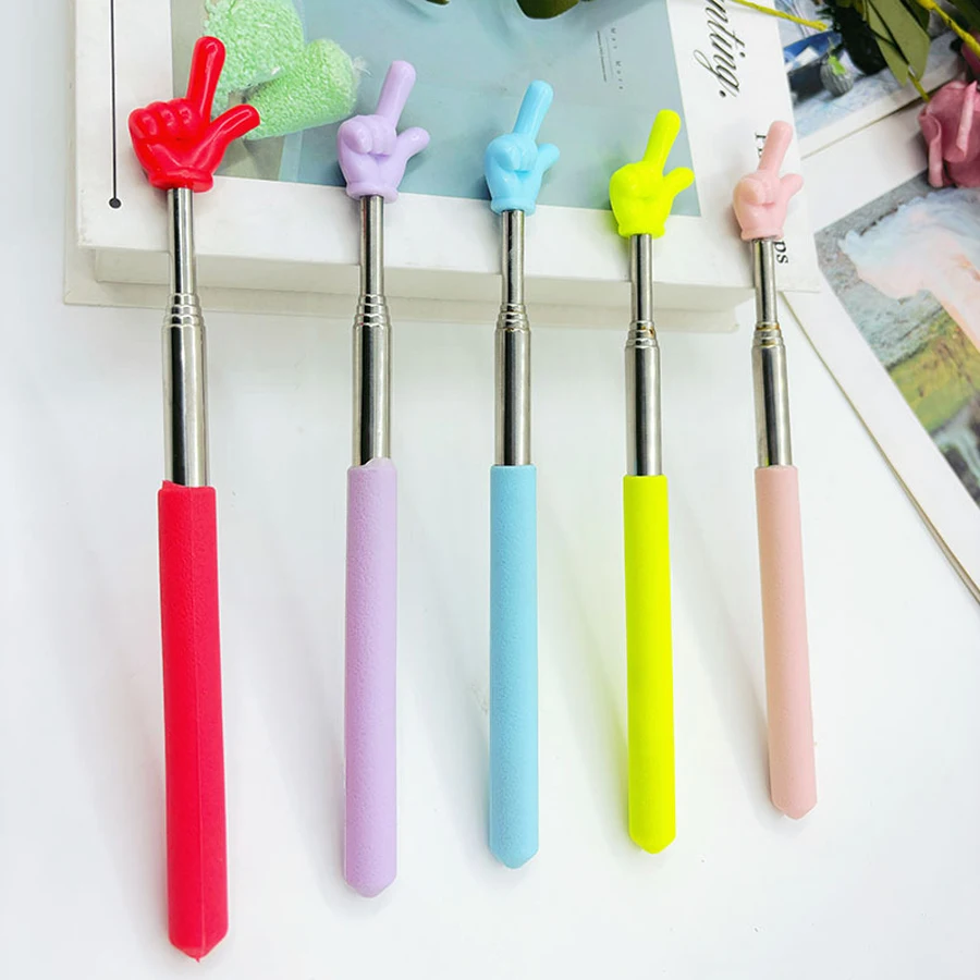 1Pc Retractable Teacher Pointer Finger Design StainlessSteel Telescopic School Teaching Pointer Stick Teacher Supplies Class