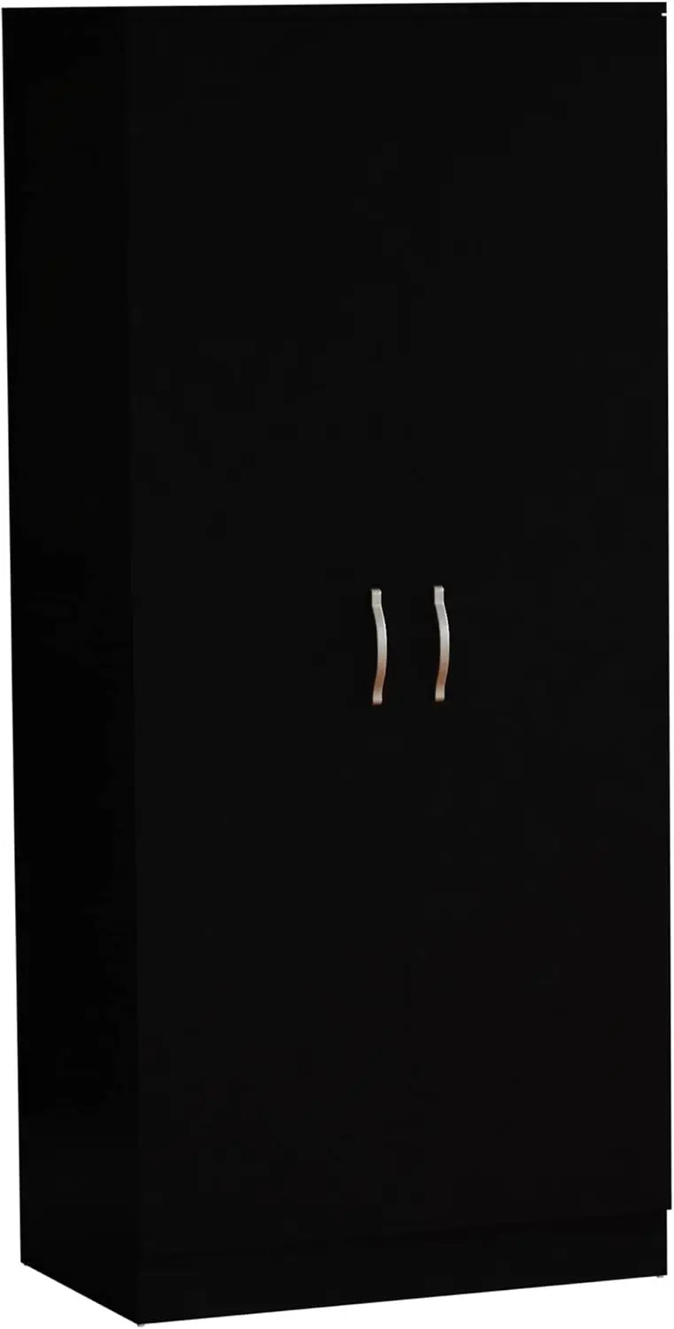 Designs Riano Wardrobe, With Shelf & Hanging Rail Bedroom Storage Furniture (Black, 2 Door)