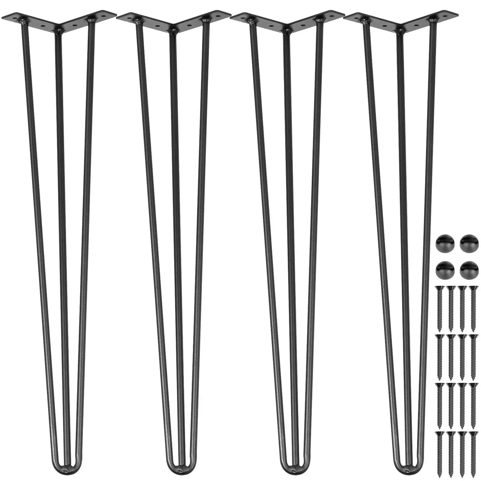 VEVOR 4 Stück Metall-Tischbeine, 16–40 Zoll, 3 Stangen, Haarnadel, Möbelbeine, DIY, Zuhause, Bank, Esszimmer, Schreibtisch, Ende, Couchtisch, Füße, Zubehör