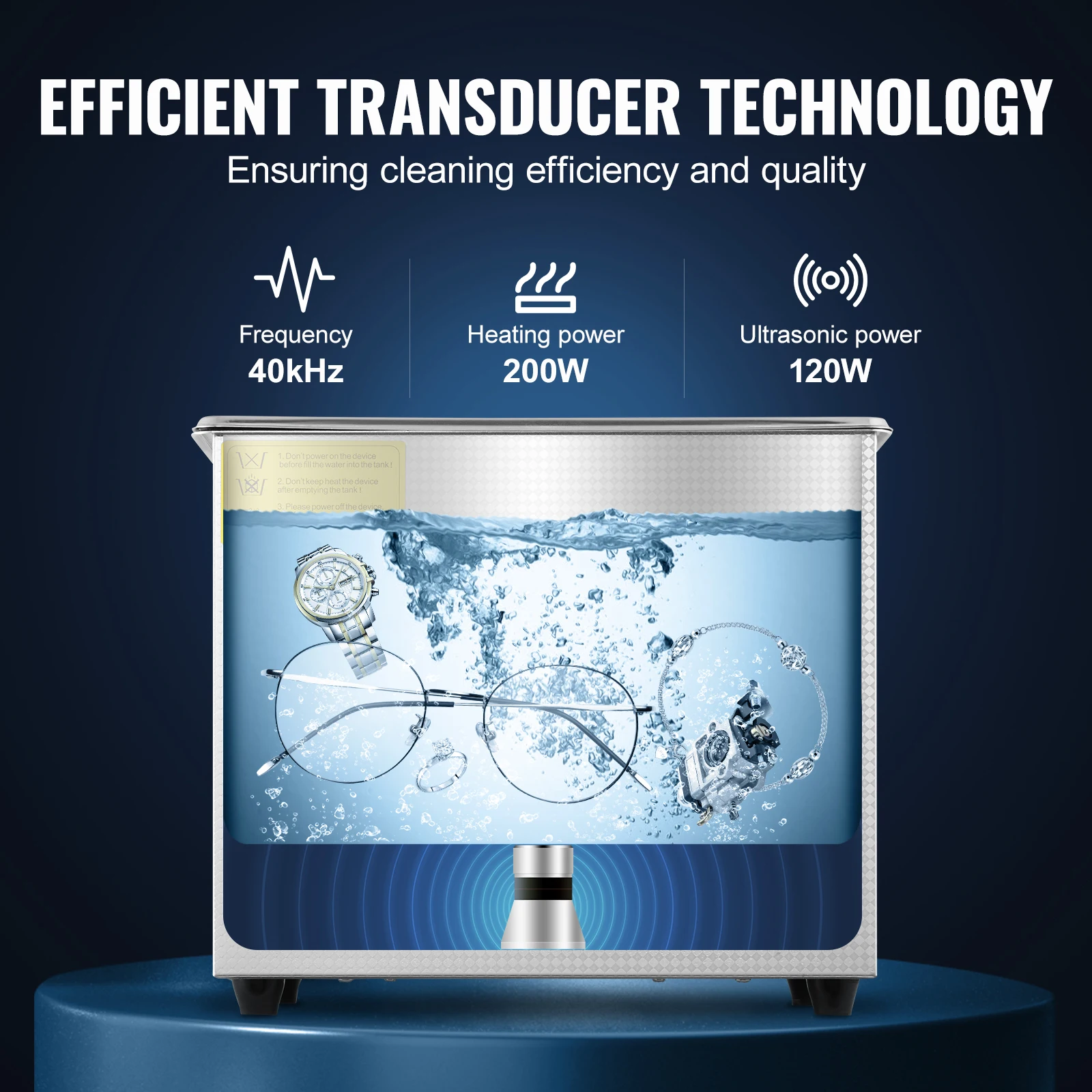 VEVOR Limpiador ultrasónico 3L, Limpiador Ultrasonidos Profesional, Máquina de Ultrasonido con Temporizador Digital, Temperatura Ajustable, para Limpieza de Joyas, Relojes, Laboratorio