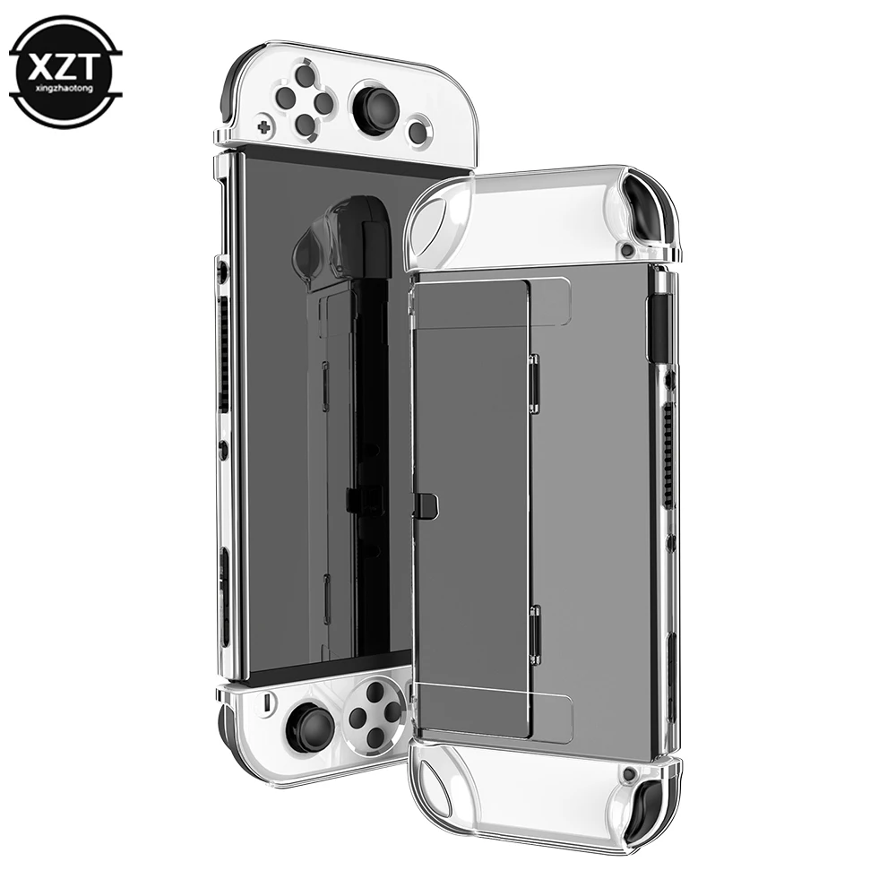Funda transparente de cristal para Nintendo Switch OLED, funda rígida transparente acoplable para accesorios de consola Switch OLED