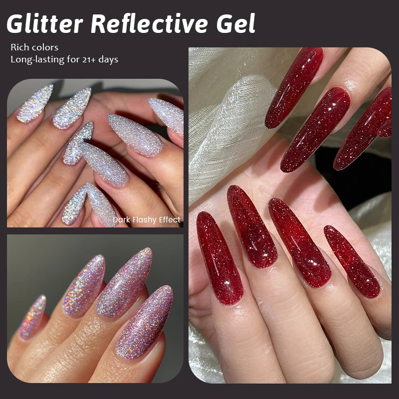 UR SUGAR 15ml Sliver สะท้อนแสงเล็บเจล Shining Glitter กึ่งถาวร Soak Off UV GEL Sparkle Effect เล็บเล็บ