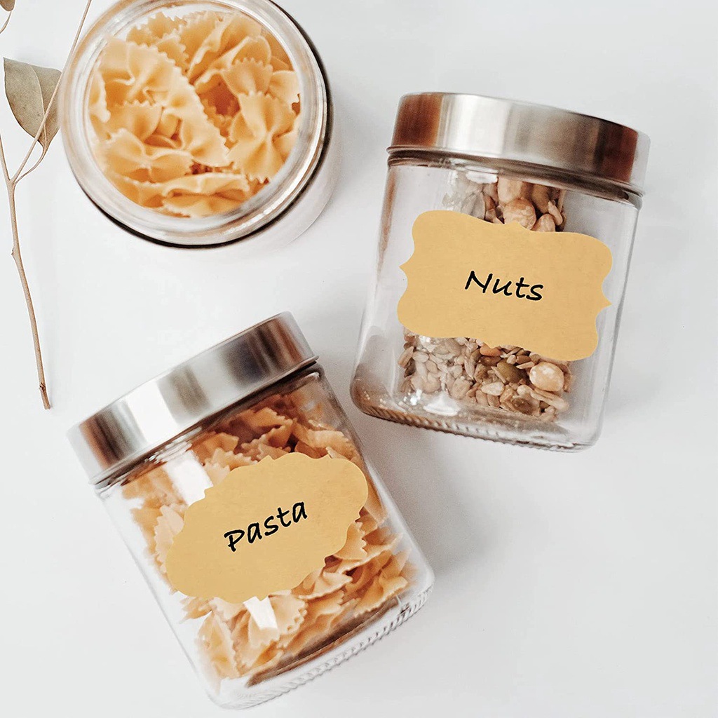 250 個ナチュラルクラフトタグステッカー自己粘着カスタマイズホリデープレゼントステッカー瓶、クリスマスギフト、名札、メイソンジャー用