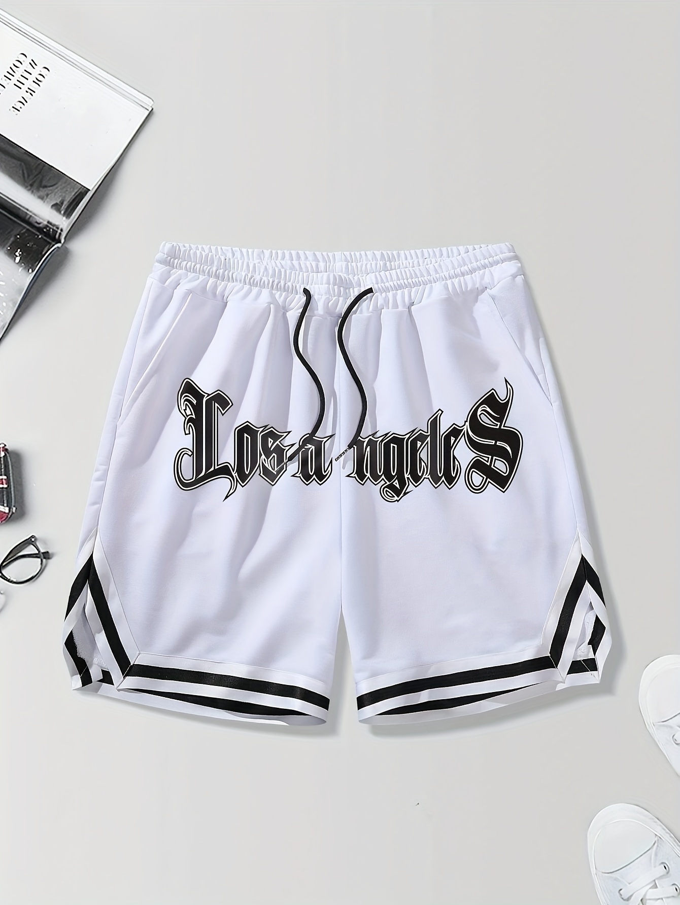 LOS ANGLES Print heren losse grote trekkoord casual minimalistische shorts man broek casual shorts zomer nieuw in herenkleding Thi
