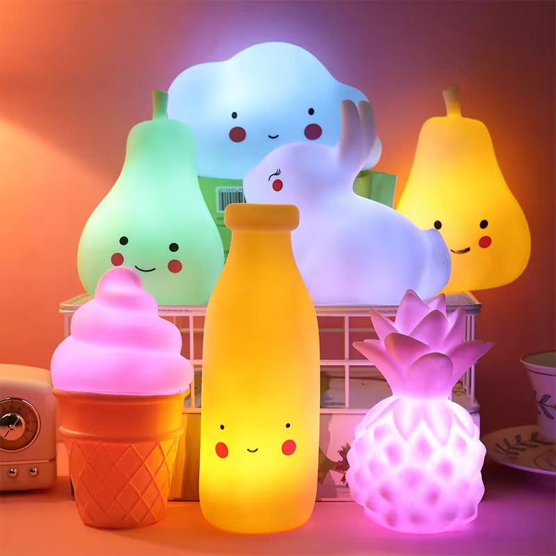น่ารัก LED Night Light หมียูนิคอร์นไดโนเสาร์กระต่ายการ์ตูนสัตว์โคมไฟข้างเตียงสําหรับห้องนอนเด็กสีเหลืองสีฟ้าสีชมพูสีขาว