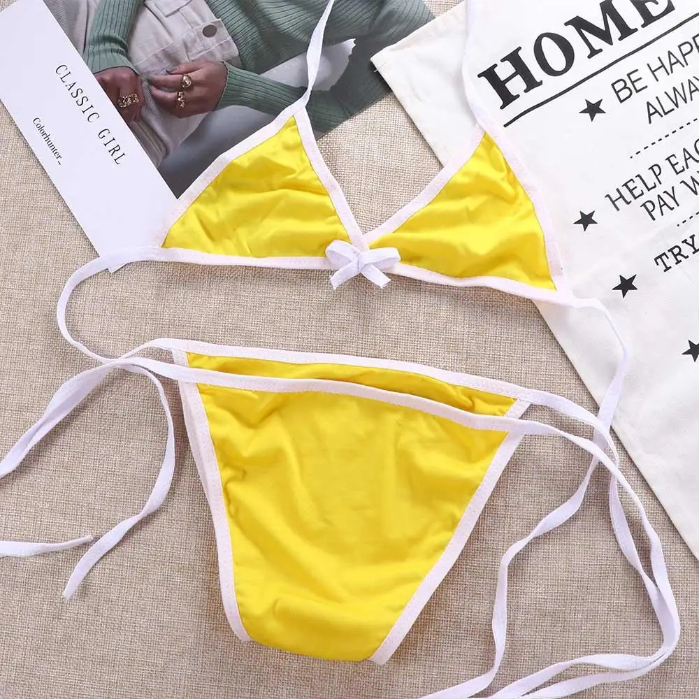 Abonnés ast Binding Triangle Bikini Set pour femmes, maillots de bain deux pièces, maillots de bain d'été, vêtements de plage, 2023