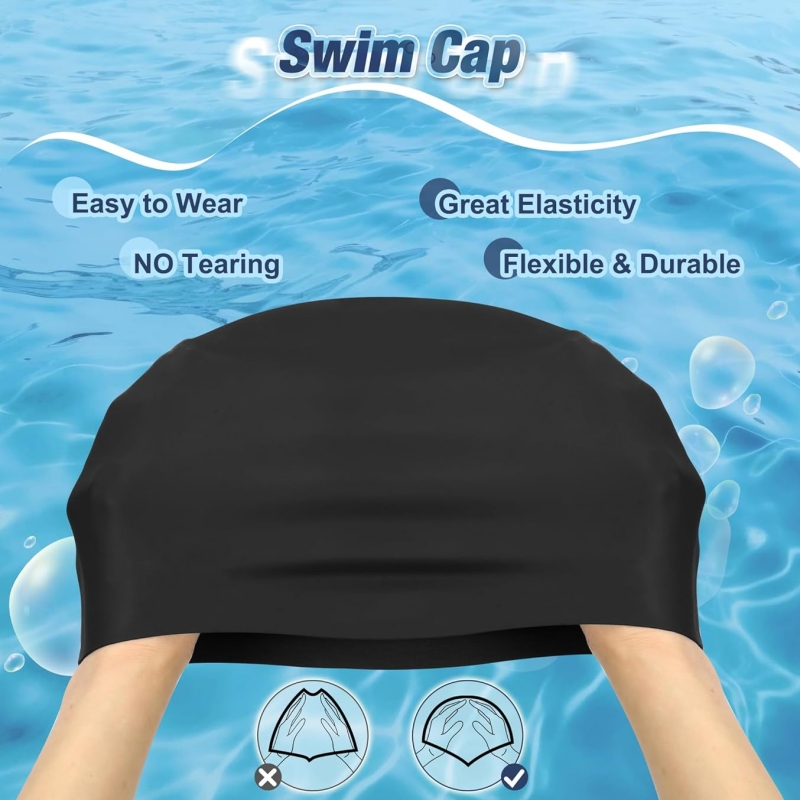 Bonnet de bain en Silicone unisexe pour adultes, imperméable, antidérapant, pour piscine, élastique, pour cheveux longs et courts