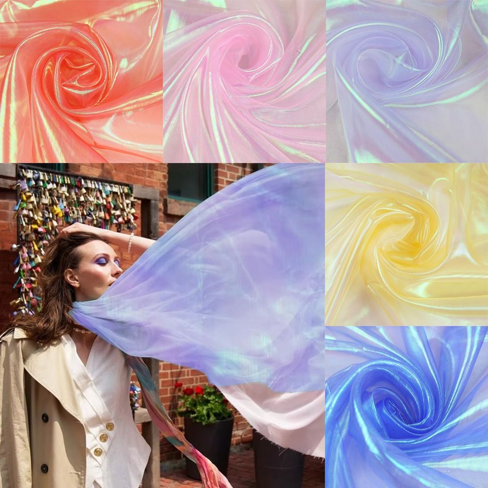 Материалы ручной работы Блестящий лазерный тюль Прозрачная тонкая ткань из органзы Декор Вуаль Сцена