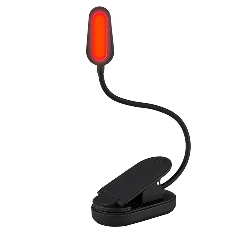 Luz de libro con Clip roja de 620nm, luz de lectura portátil recargable, sin luz azul, cuidado de los ojos para la hora de dormir, luz nocturna para aliviar la migraña