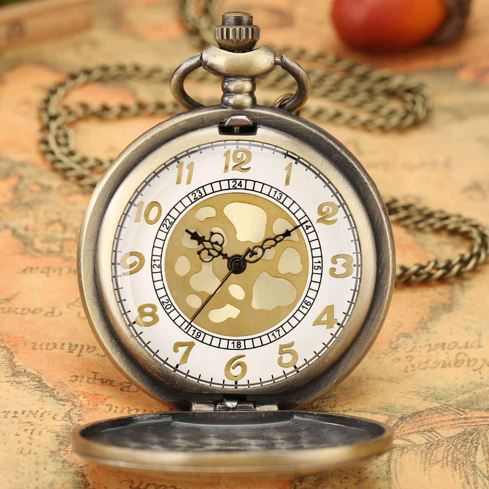 Steampunk 청동/실버/블랙/골드 로마 숫자 릴리프 커버 석영 주머니 시계 Fob 체인 목걸이 펜던트 주머니 시계