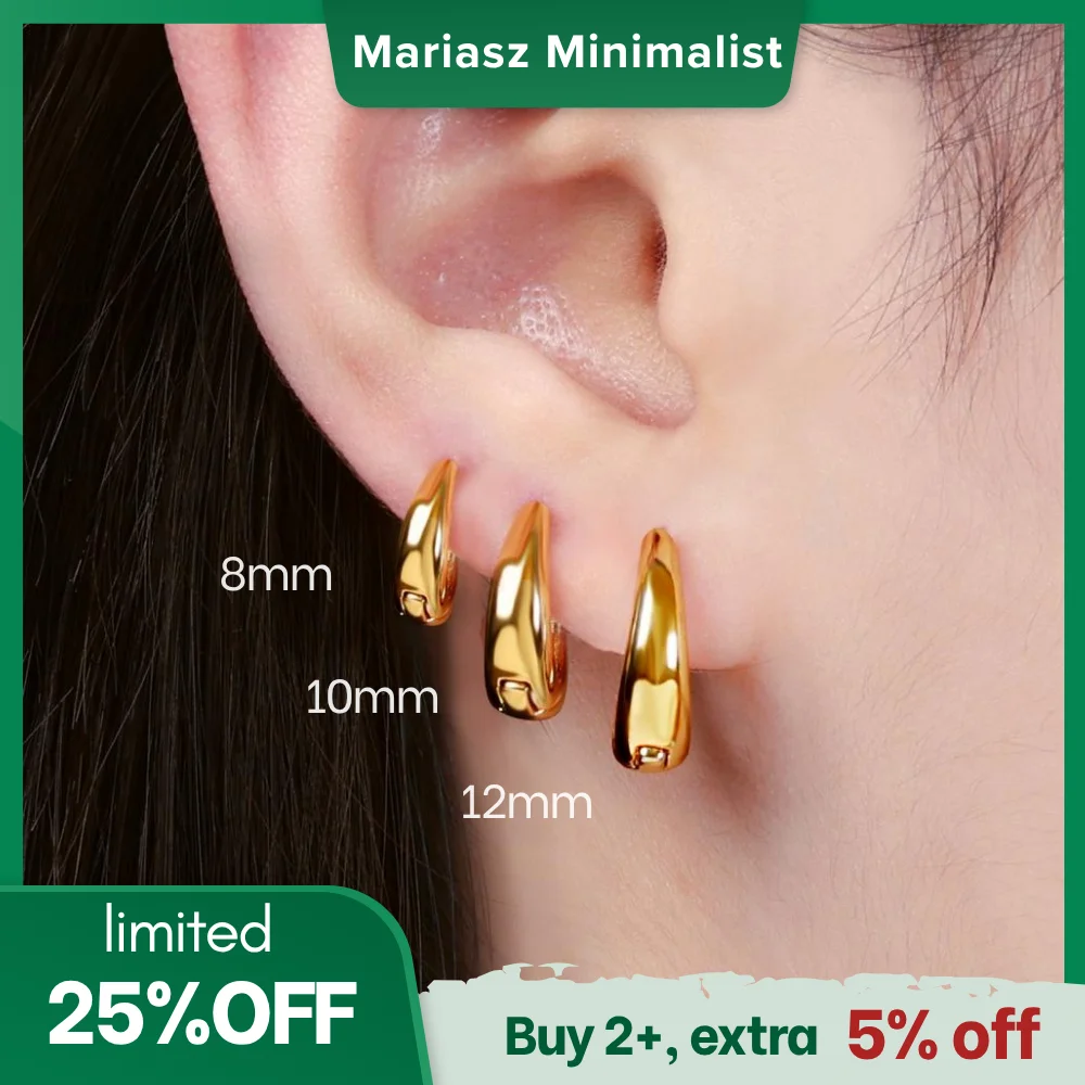 1 par de pendientes de aro Huggie minimalistas de acero inoxidable para mujer, Color dorado, pequeño círculo redondo, 6/10/12mm, pendiente Punk Unisex Rock