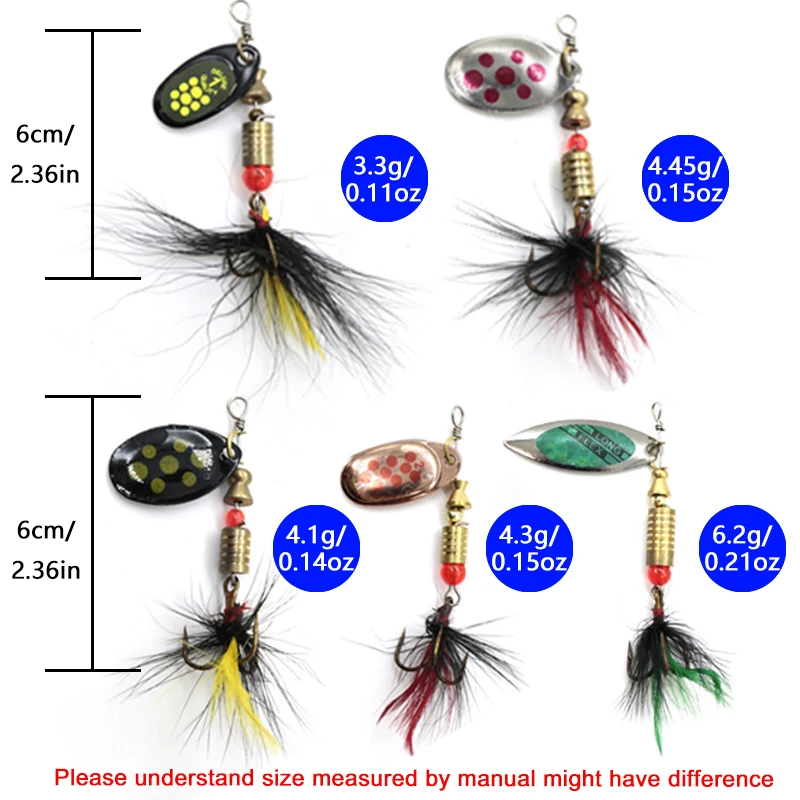 Cucchiaio di metallo Spinner Richiamo di pesca 10 pezzi Set Spoonbait Crankbaits Wobblers da pesca per luccio Kit all'uncinetto Esca artificiale