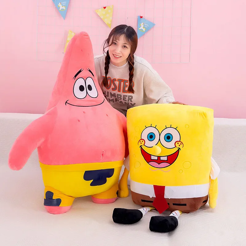ขนาดใหญ่น่ารัก SpongeBob Patrick Star Plush ของเล่นนุ่มมาก Hug หมอนตุ๊กตาการ์ตูนอะนิเมะ Plushies Kawaii ตุ๊กตา Xmas ของขวัญ