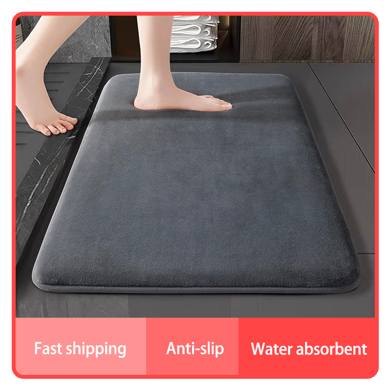 Tapete de chão super absorvente, tapete de banho super absorvente, tapete de banheiro de veludo coral super antiderrapante, tapete de porta