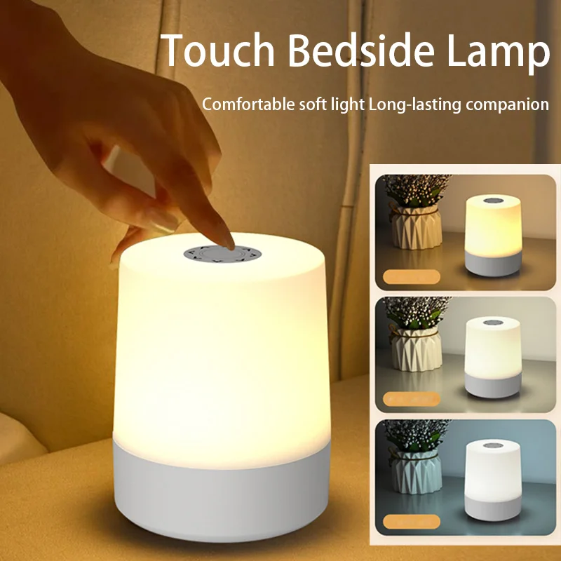 Touch Nachtlampe USB LED Lampe Touch Control Schalter Wiederaufladbare Drei Farben Lichter Schlafzimmer Tragbare Tisch Nachttisch Nachtlampe