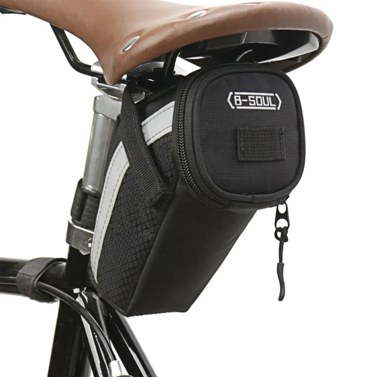 B SOUL バイクサドルバッグ 1L 小型収納ブラックサイクリングシートテールリアポーチバッグアクセサリーキットツール反射サイクリングアクセサリー