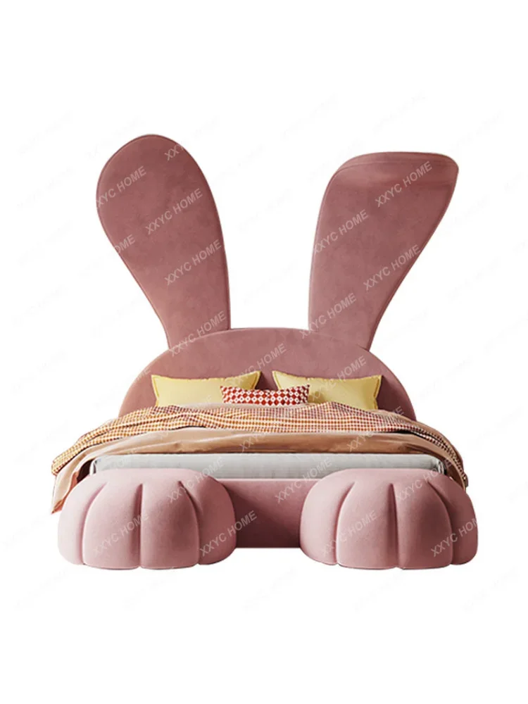 Cama infantil de orelhas grandes de coelho, cama de desenhos animados para meninas, saco macio, tecido de veludo, beliches para crianças