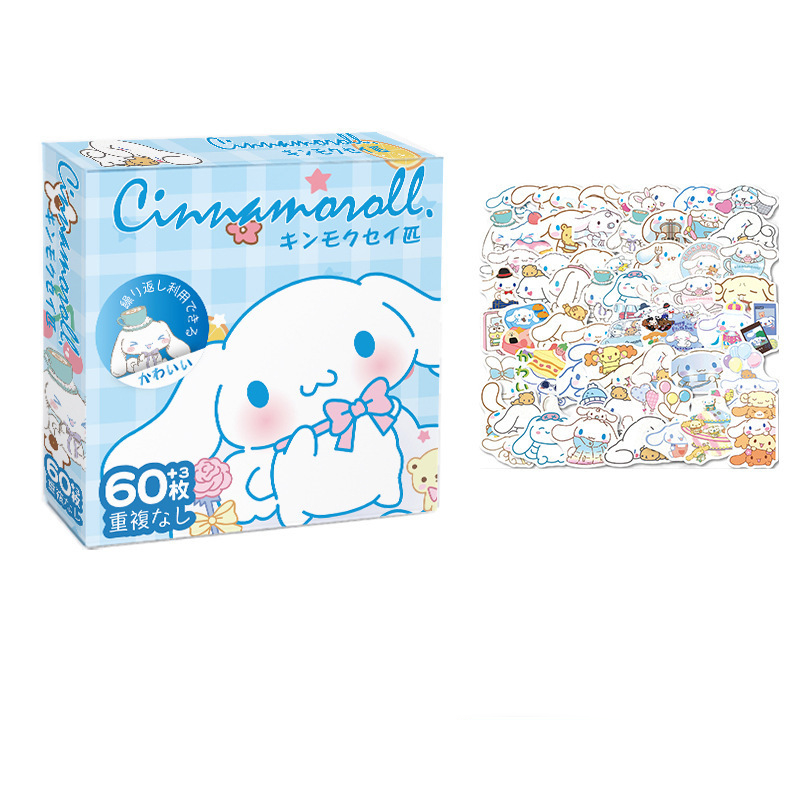 60 pezzi Sanrio Hello Kitty Kuromi Cinnamoroll Pochacco adesivi per bambini ragazze fai da te laptop telefono diario simpatico cartone animato Sanrio adesivo