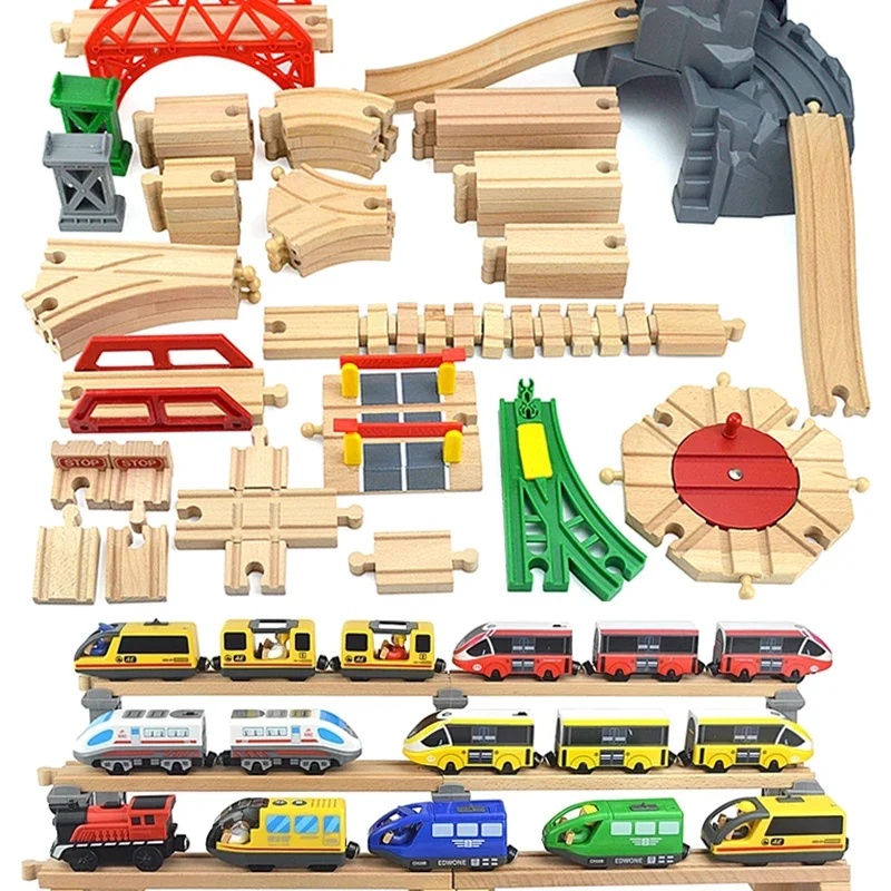 木製トラック鉄道モデルのおもちゃブナ材の列車レール信号機アクセサリーフィット Biro ブランド木製トラックのおもちゃ子供のための都市