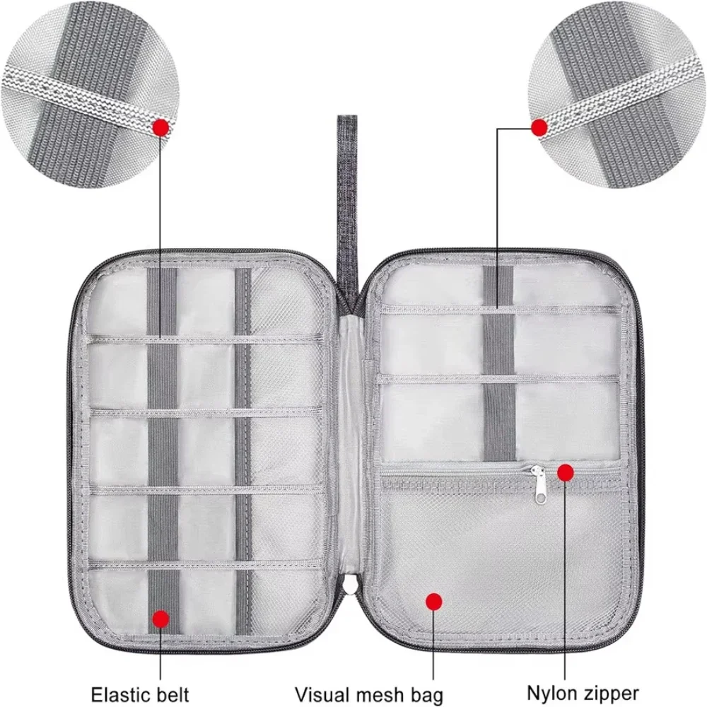 NNBILI Borse portaoggetti per cavi Kit sistema Custodia Caricatore USB Telefono dati Auricolare Penna a filo Accumulatori e caricabatterie di riserva Dispositivi gadget digitali