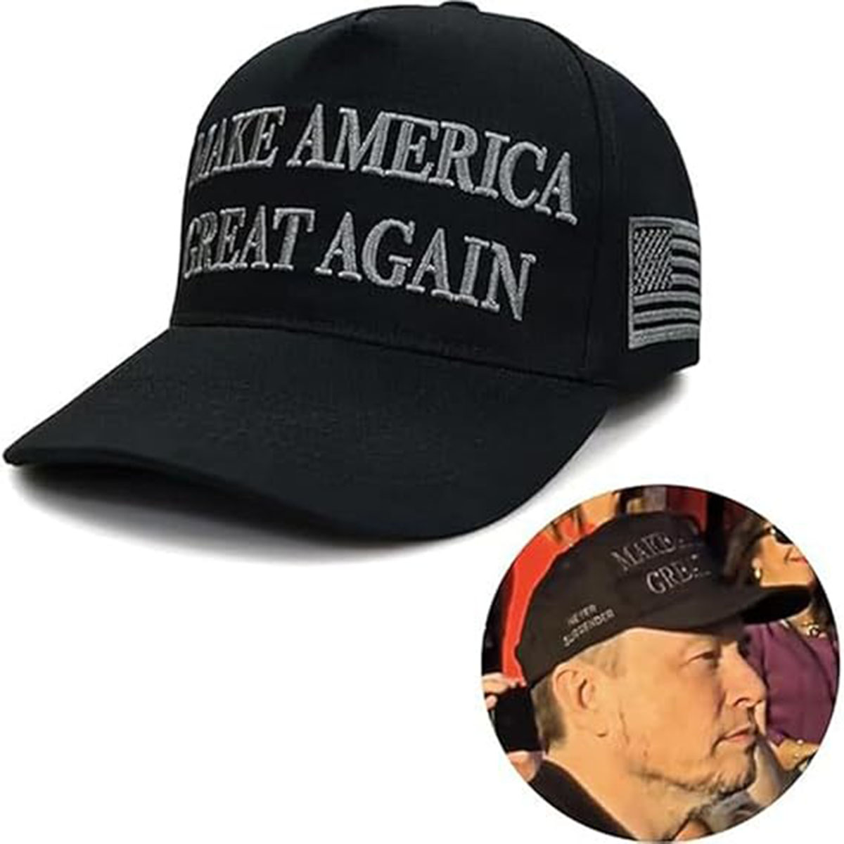 1 Stück schwarzer Hut Never Surrender Maga Hat Us bestickte verstellbare Baseballmütze schwarz