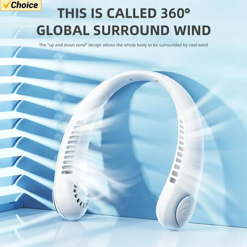 Clearance_Mini ventilador portátil para pendurar no pescoço refrigerado a ar para casa de verão para esportes ao ar livre, corrida, viagens sem lâminas, USB vestível