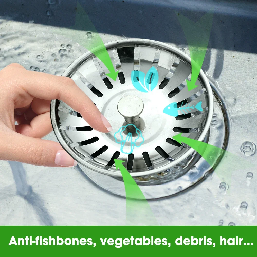 Filtro de fregadero de acero inoxidable para cocina, tapón receptor de pelo para bañera, colador de drenaje de alcantarillado para baño, tapón de filtro de residuos para fregadero