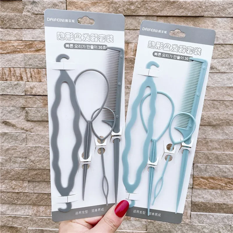 4 unids/set de herramientas mágicas de peinado para niñas, trenzador de pelo, horquilla, pasadores de moño torcido, pinzas para el cabello para mujeres, peluquería de bebés