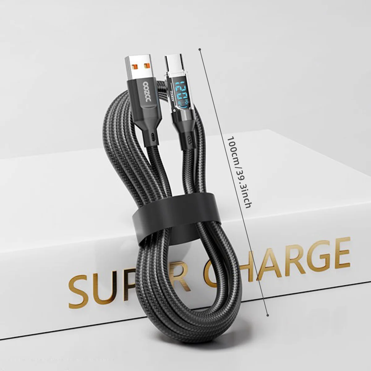 OOZCC Cavo display LCD Watt, trasferimento dati cavo USB tipo C a ricarica super veloce da 120 W, da USB A a Lightning per IPhone14 Pro Max