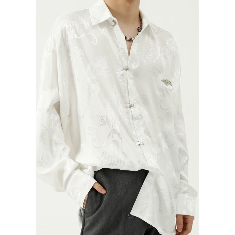 Camisa de dragón Jacquard de estilo chino para mujer, ropa de calle, Tops góticos de Hip Hop, camisetas Tang de manga larga, blusas Harajuku de satén