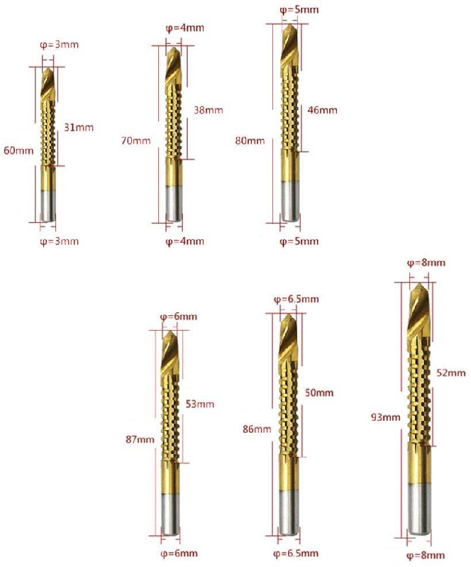 Conjunto de brocas de cobalto, parafuso espiral, torneira compuesta métrica, conjunto de brocas helicoidais, multi-função, metal especial