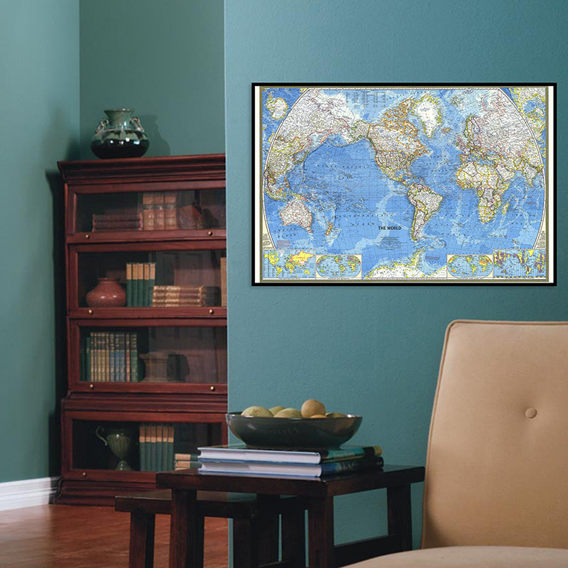 1 Máy Tính Bản Đồ 59*42Cm Quả Cầu Bản Đồ Thế Giới 1970 Miếng Dán Tường Không Dệt Giấy Dán Tường Cho Gia Đình trang Trí Phòng Ngủ Trường Giáo Dục Tiếp Liệu