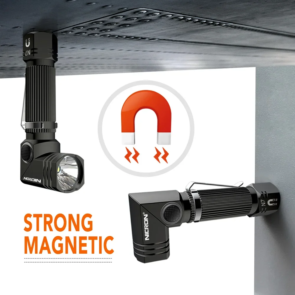 Linterna Led NICRON manos libres doble combustible 90 grados Clip giratorio 600LM imán impermeable Mini iluminación LED antorcha al aire libre N7